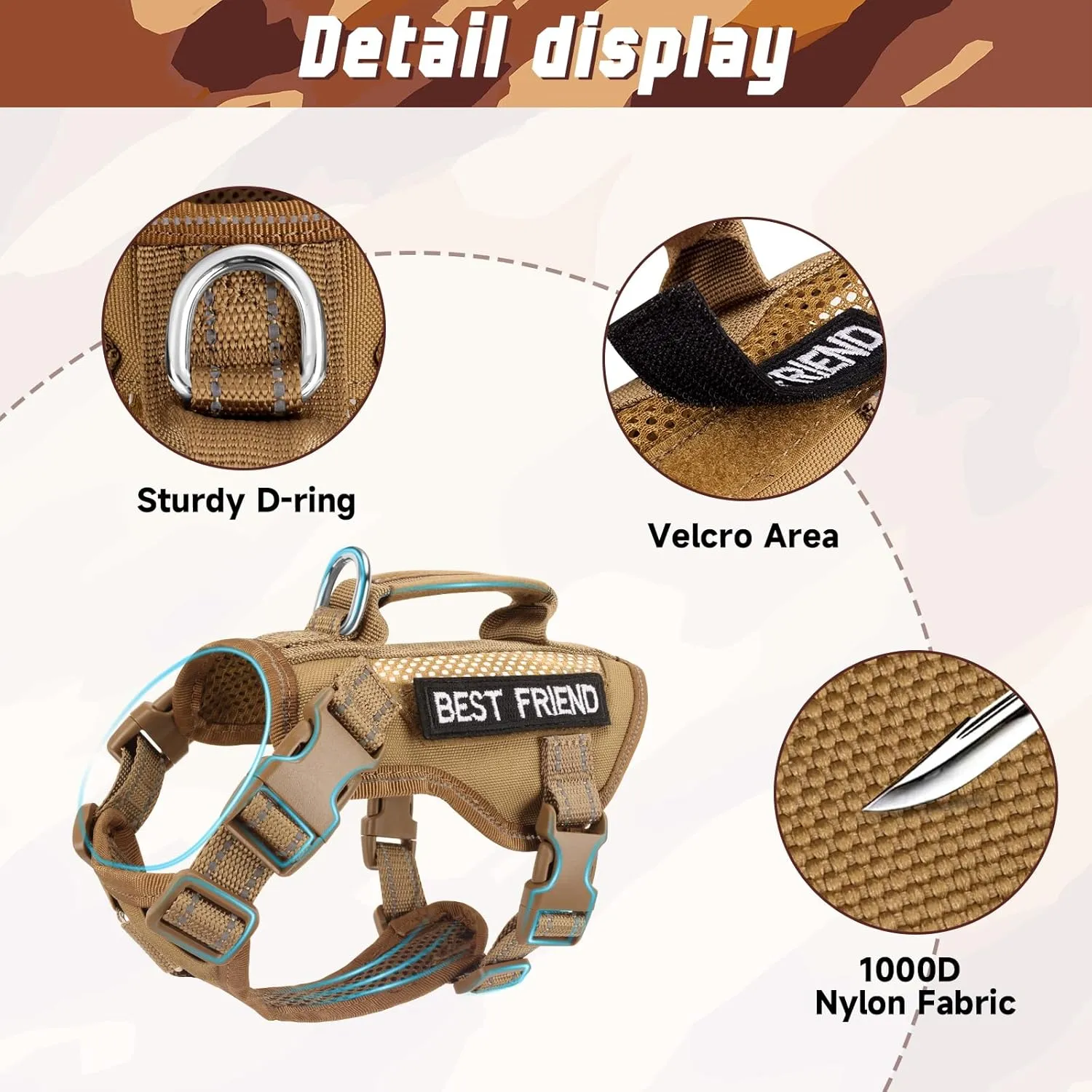 Large Tactical Cat Harness with Handle, Air Mesh Adult Cat Walking Vest Harness Escape Proof, Reflective, Adjustbale, Breathable