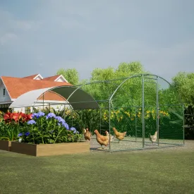 Large Walk-in Metal Chicken Coop with Waterproof & Anti-UV Cover, 9.84' x 19.68' x 6.56' Galvanized Steel Cage for 20-25 Chickens, Outdoor Hen House with Secure Lockable Door