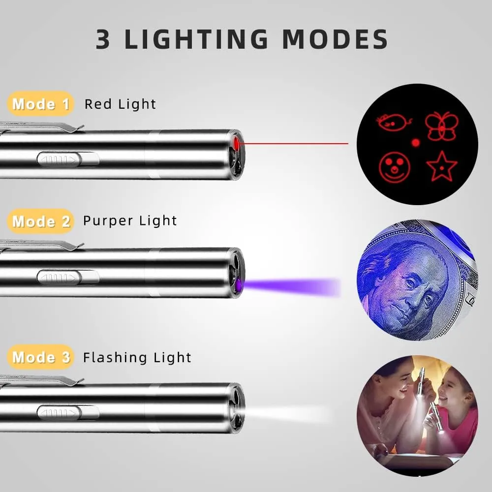 Laser Pointer Cat Toys with Torch and Money DetectorBuilt-inBattery USB Charging 7 Modes to Choose from for Teasing and Interacting with Your Pet
