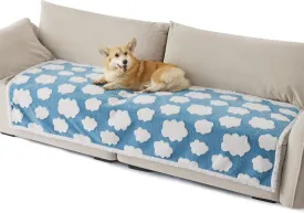 Lesure Waterproof Dog Blanket for Dogs - Washable Double Sided Dog Blankets with Warm Jacquard Shag and Soft Sherpa Fleece, Pet Cat Blanket for Couch Cover, 3D Textured Cloud, Blue