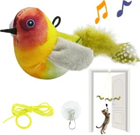 LEWISER Cat Toys Hanging Bird, Retractable Cat Teaser Toy, Vivid Chirping, Interactive Catnip Toys for Indoor Cats Kitten Play Chase Exercise, Set R