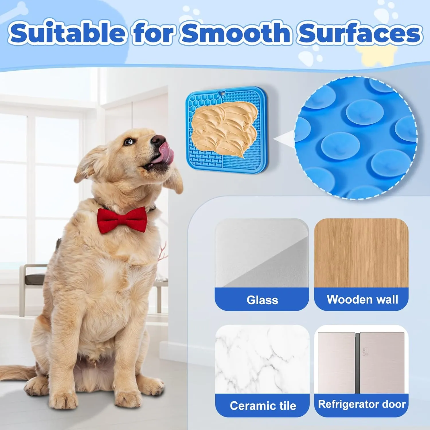 Lick Mat for Dogs, Dog Lick Mat with Suction Cups, Pet Food Mats and Slow Feeder Cat Bowl for Dog Anxiety Relief Pet Enrichment Toys for Bathing Station and Cat Grooming 2 Pack (Blue & Orange)