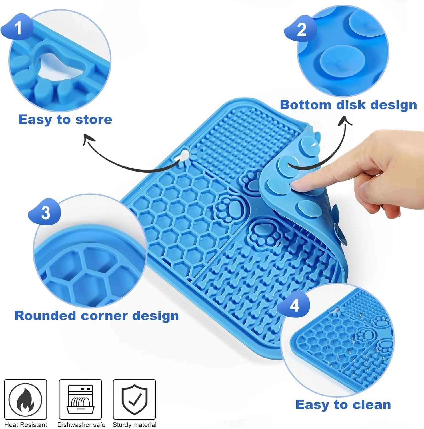 Lick Mat for Dogs, Dog Lick Mat with Suction Cups, Pet Food Mats and Slow Feeder Cat Bowl for Dog Anxiety Relief Pet Enrichment Toys for Bathing Station and Cat Grooming 2 Pack (Blue & Orange)