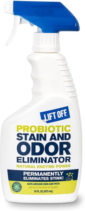 Lift Off 45006 Probiotic Stain and Odor Eliminator Spray - Powerful Natural Enzyme Carpet Cleaner and Pet Odor Eliminator for Urine, Upholstery, and Hard Floors - Safe Around Kids and Pets - 16 Fl Oz