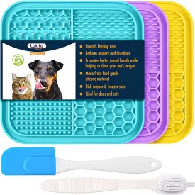 LUKITO 3PCS Lick Mat for Dogs and Cats With Suction Cups, Anxiety Relief, Peanut Butter Pad for Boredom Reducer, Enrichment Toy, Bathing and Grooming