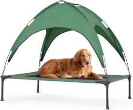 Magshion Outdoor Elevated Dog Bed for Large Dogs and Cats, Cooling Raised Pet Cot with Removable Canopy & Non-Slip Feet, Breathable Mesh Fabric for Summer Outside Trampoline Training Use, Green
