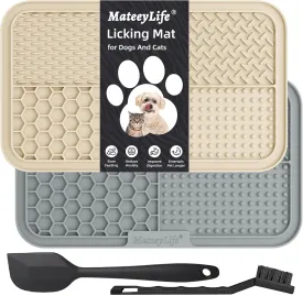 MateeyLife 2PCS Large Lick Mat for Dogs with Suction Cups, Slow Feeder Bowls, Cat Lick Mat for Anxiety Relief, Dog Toys to Keep Them Busy, Enrichment Toys for Bathing, Cat Licking Pad for Boredom