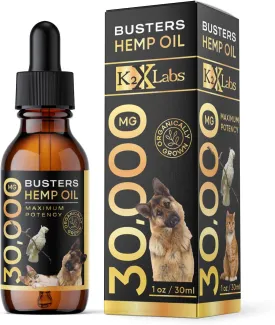 Max Potency Buster's Organic Hemp Oil Treats for Dogs & Cats - Perfect Ratio Omega 3 & 6 - Made in USA - Hip & Joint Health, Natural Relief, Calming (1-Pack)
