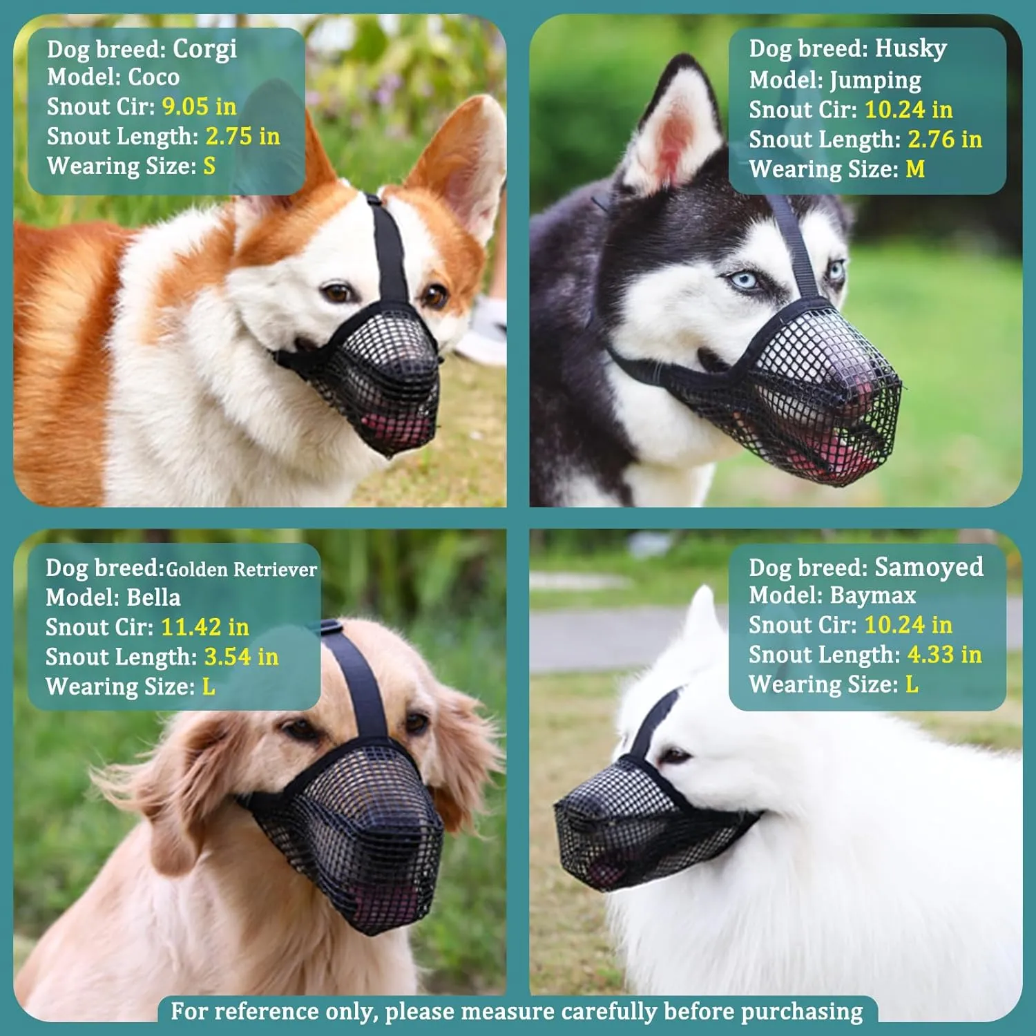 Mayerzon Dog Muzzle, Patented Mesh Muzzles for Small Medium Large Dogs, Soft Covered Mouth Guard with Adjustable Straps, Prevent Biting Chewing and Licking