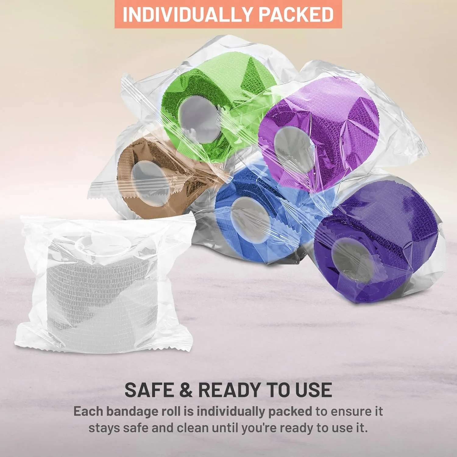 MEDca Self Adherent Cohesive Wrap Bandages 2 Inches X 5 Yards 12 Count with Strong Elastic and Colorful First Aid Tape for Sprain Swelling and Sorenes (Rainbow Color)