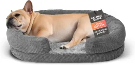 Medium Dog Bed with Egg Crate Memory Foam, 28" Pet Sofa Bed with Sides and Washable Removable Cover, Cute Cozy Cat Bed and Couch with Non Slip Bottom, 28 x 21x 7 inch