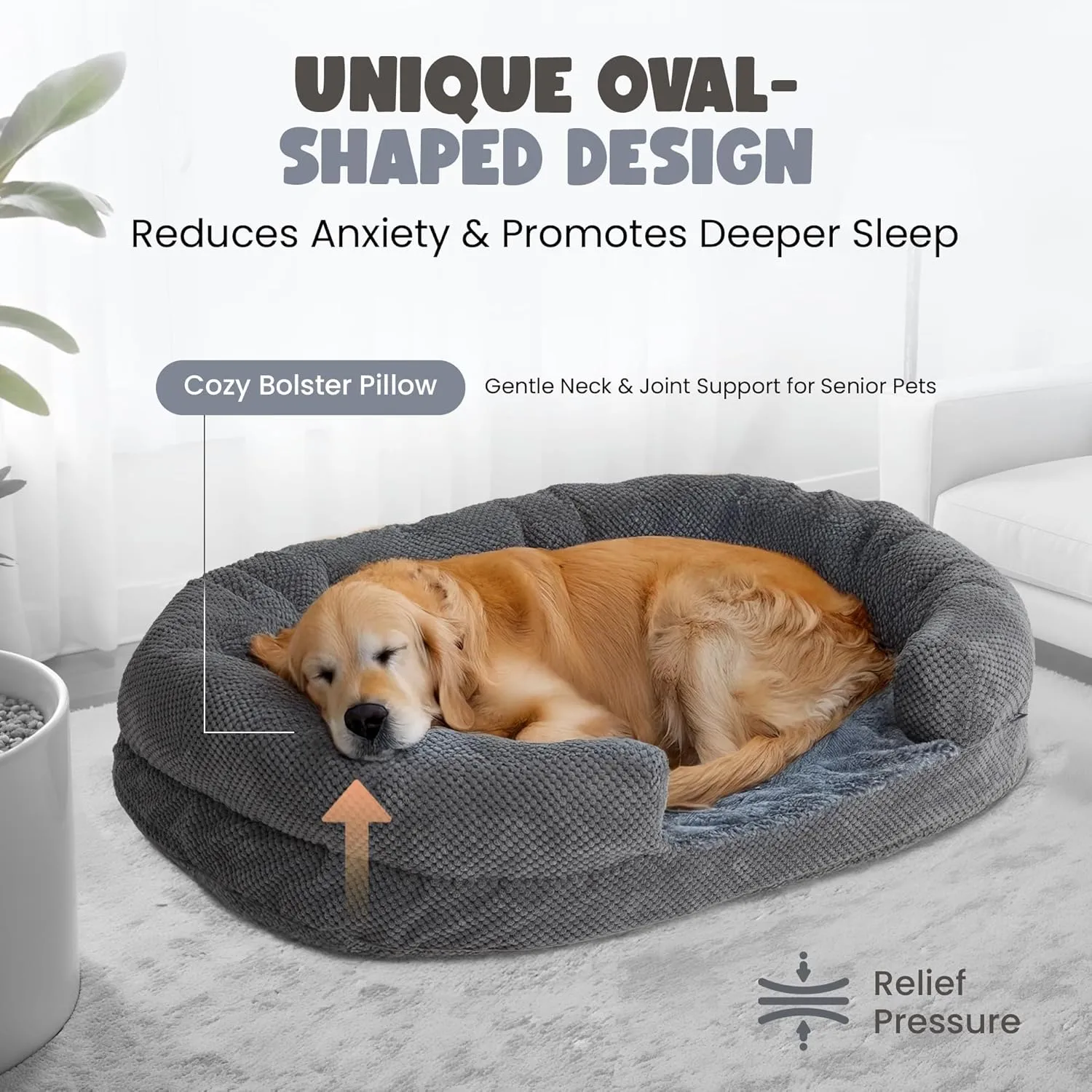 Medium Dog Bed with Egg Crate Memory Foam, 28" Pet Sofa Bed with Sides and Washable Removable Cover, Cute Cozy Cat Bed and Couch with Non Slip Bottom, 28 x 21x 7 inch