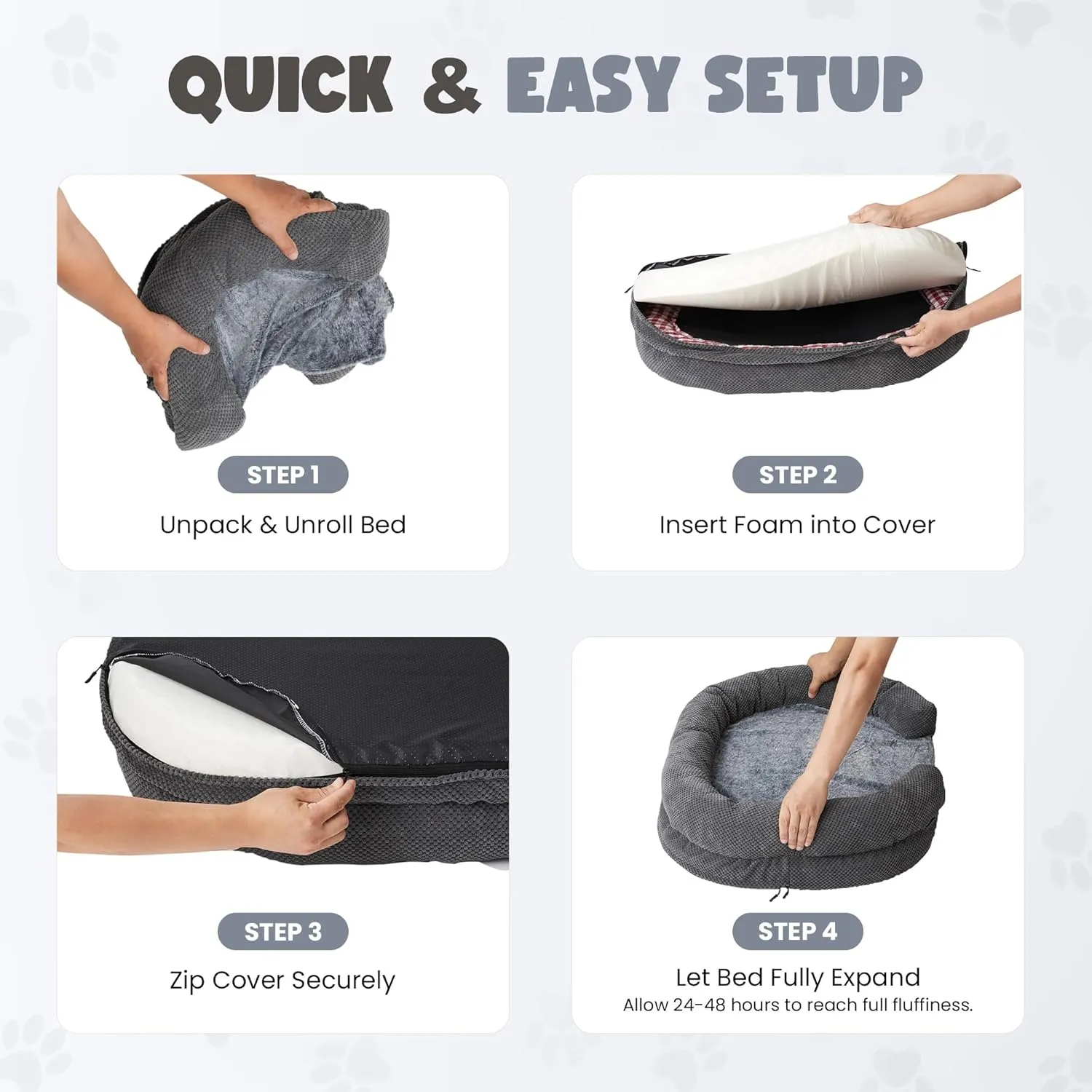 Medium Dog Bed with Egg Crate Memory Foam, 28" Pet Sofa Bed with Sides and Washable Removable Cover, Cute Cozy Cat Bed and Couch with Non Slip Bottom, 28 x 21x 7 inch