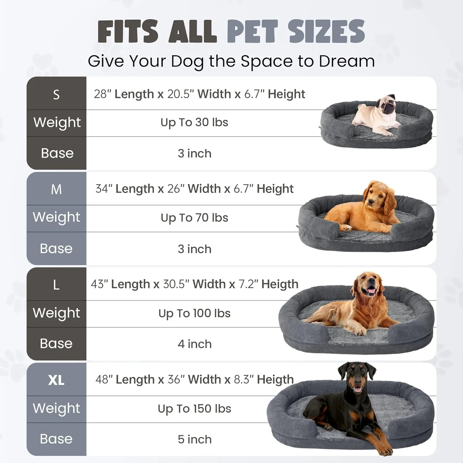 Medium Dog Bed with Egg Crate Memory Foam, 28" Pet Sofa Bed with Sides and Washable Removable Cover, Cute Cozy Cat Bed and Couch with Non Slip Bottom, 28 x 21x 7 inch