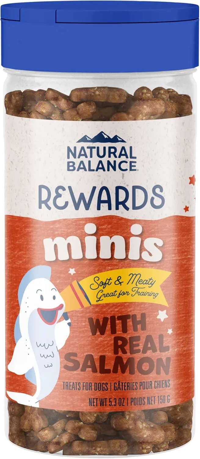 Natural Balance Limited Ingredient Mini-Rewards Salmon Grain-Free Dog Training Treats for Dogs | 5.3-oz. Canister