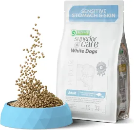 Nature's Protection Superior Care White Dogs Grain-Free Dry Dog Food - High Protein, Tear Stain Dog Food for Small & Mini Breeds Light Coated Adult Dogs, Fresh Pet Meal, White Fish, 3.3 lb