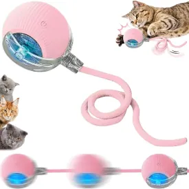 New Interactive Cat Toys Balls, Motion Activate Cat Toys, Automatic Moving Cat Ball for Bored Indoor Cats Dogs (Pink)