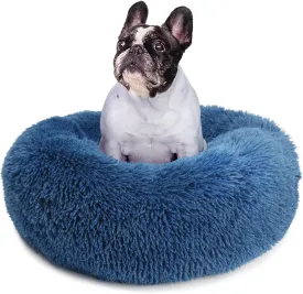 nononfish Puppy Bed for Small Dogs Washable with Anti-Anxiety Donut Calming ed Fits up to 15 lbs Pets,23 Inches Navy Blue