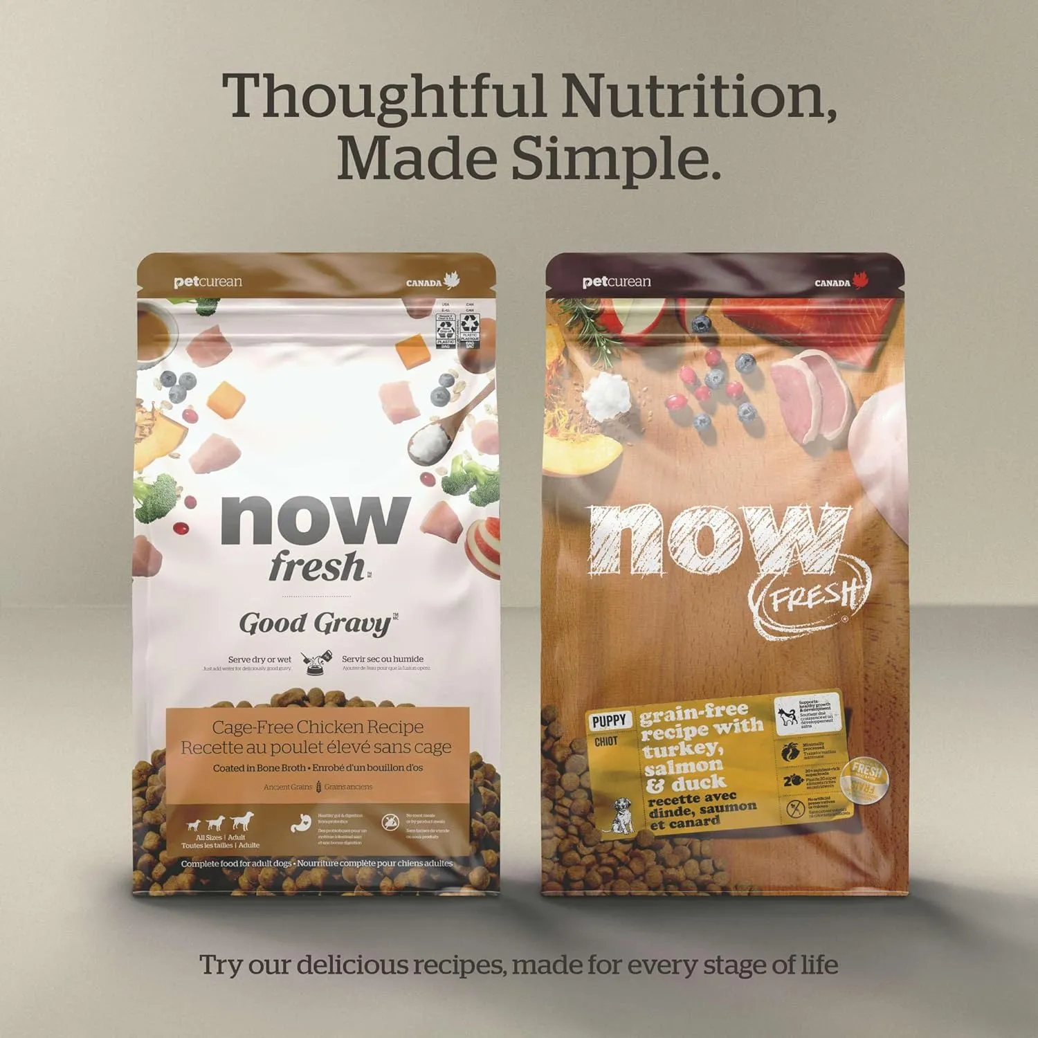 Now Fresh Grain-Free, Dry Dog Food, Real Meat and Fish, Turkey, Salmon and Duck Senior Recipe, All Breed Size, 3.5 lb Bag