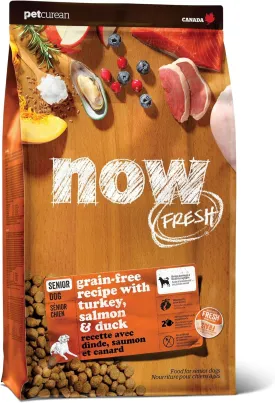Now Fresh Grain-Free, Dry Dog Food, Real Meat and Fish, Turkey, Salmon and Duck Senior Recipe, All Breed Size, 3.5 lb Bag
