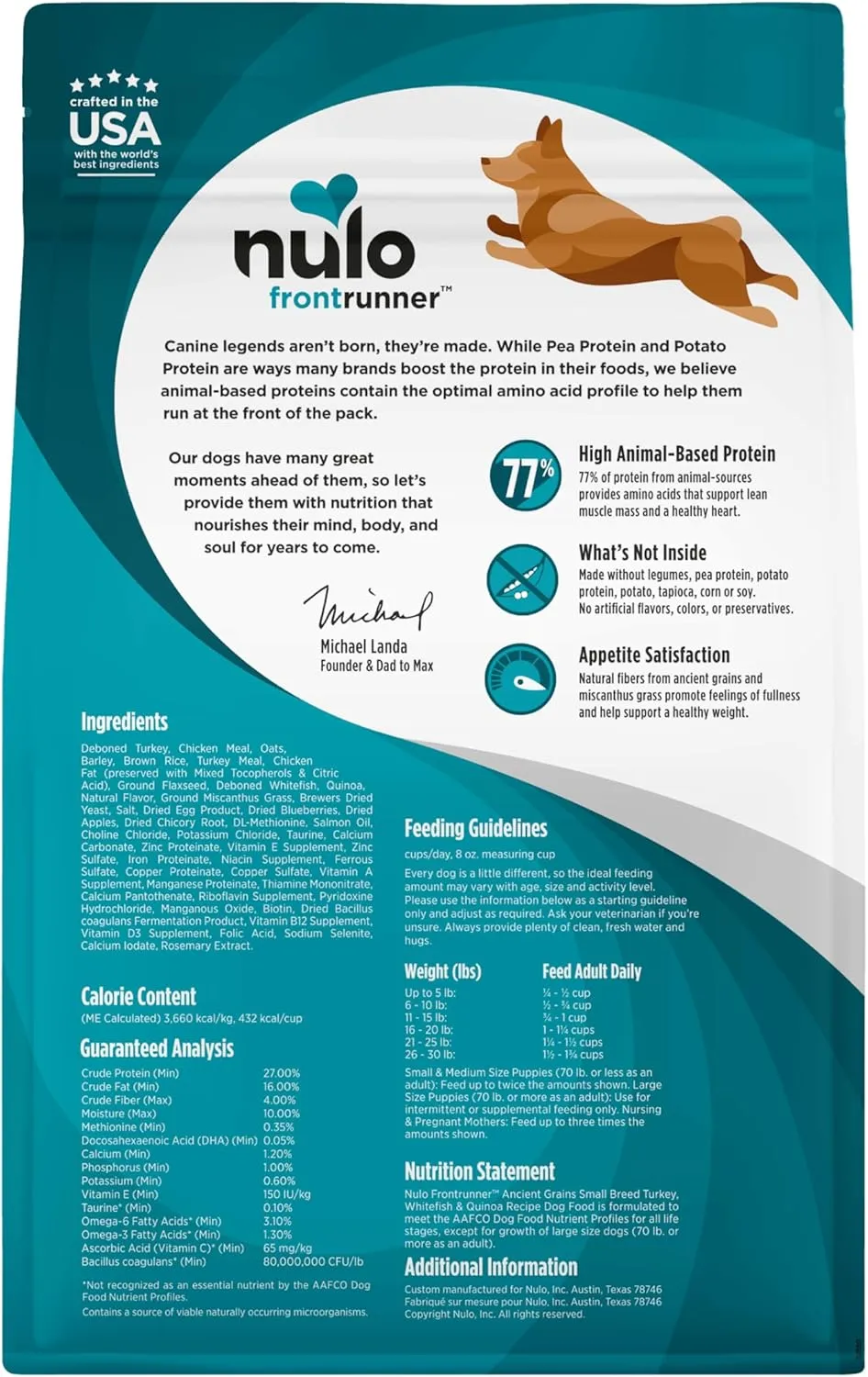 Nulo Frontrunner Ancient Grains High-Protein Small Breed Dog Food, Turkey, Whitefish, & Quinoa Recipe- Natural Dry Dog Food with Probiotics, Grain-Inclusive Kibble for Adults & Puppies, 5 lb Bag