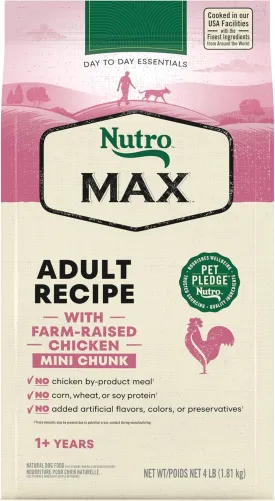 Nutro Max Adult Mini Chunk Dry Dog Food with Farm-Raised Chicken, 4 lb. Bag