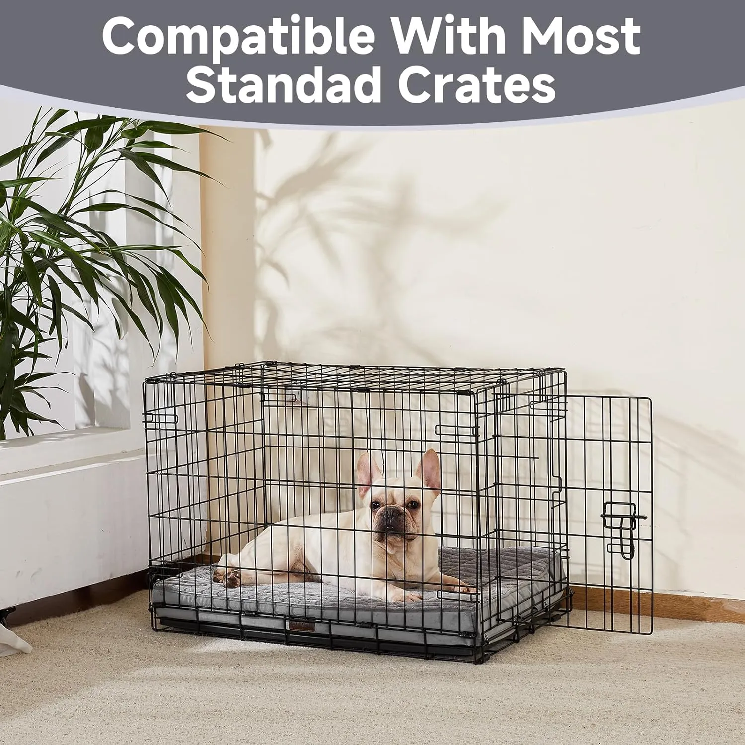 OhGeni Orthopedic Waterproof & Machine Washable Dog Bed for Small Medium Pets, Suitable for Crates, 25D Egg Crate Foam, Non-Slip Bottom & Removable Cover, Invisible Zipper, 30 Inches(Gray)