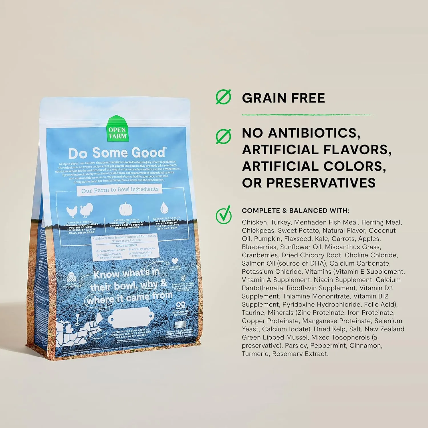 Open Farm, Grain-Free Dry Dog Food for Small Breeds, High-Protein Kibble, Sustainably & Ethically Sourced Ingredients, Non-GMO Veggies & Superfoods, Chicken & Turkey Recipe for Small Dogs, 4lb Bag