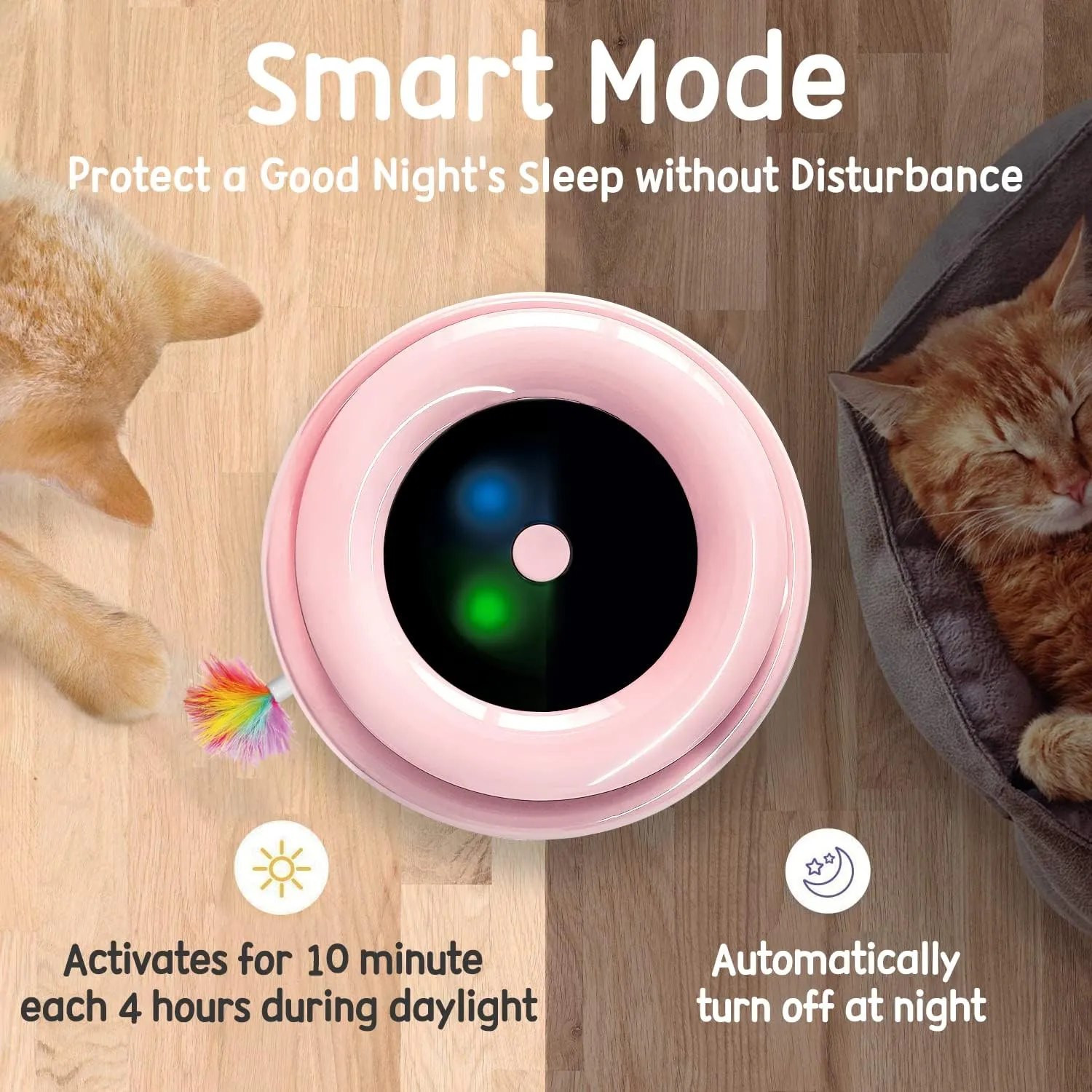 ORSDA Cat Toys 2-in-1 Interactive Cat Toys for Indoor Cats, Automatic Cat Toy Balls, Ambush Feather Kitten Toys with 6pcs Attachments, Dual Power Supplies, Auto On/Off (Upgraded Version)