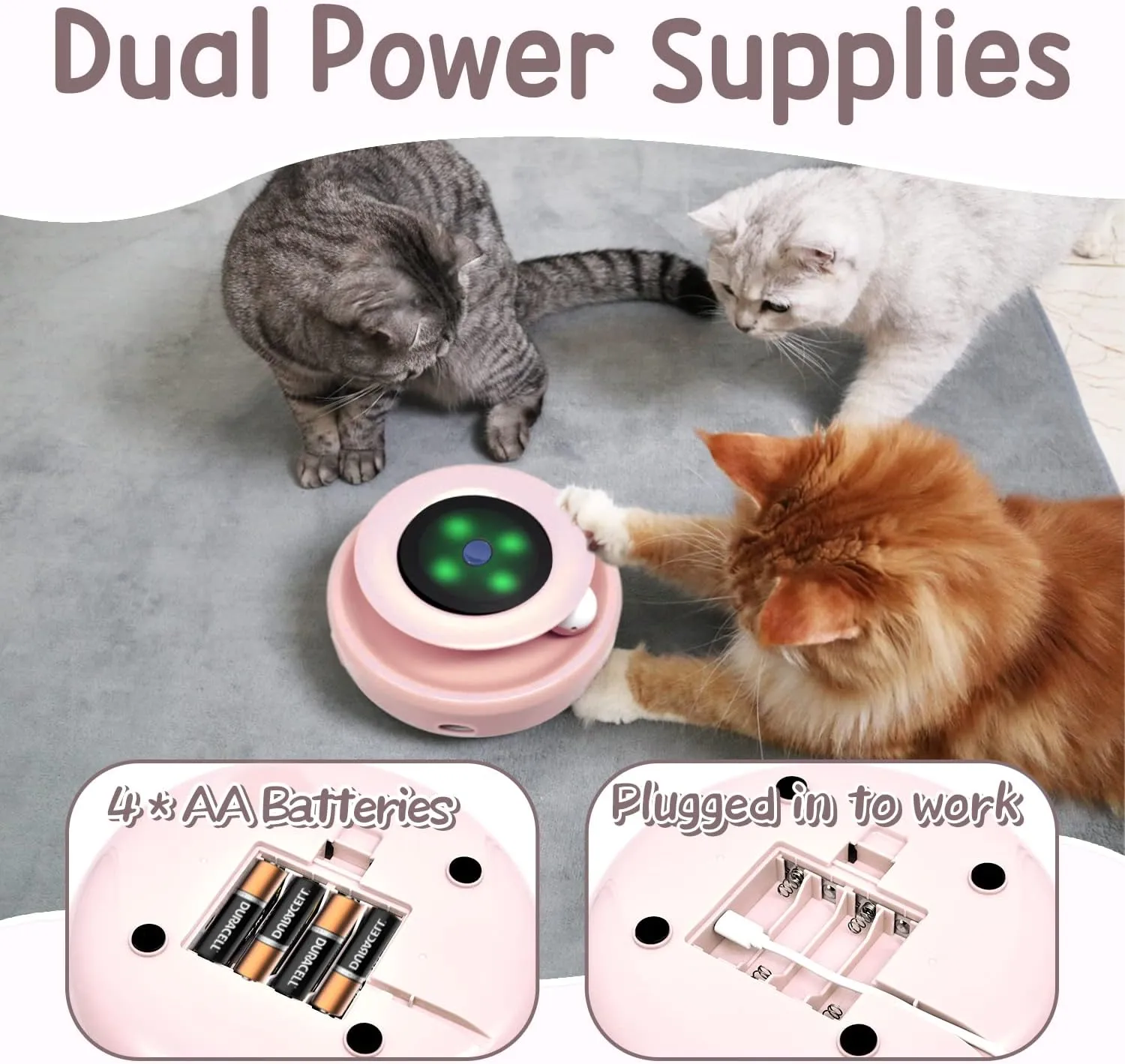 ORSDA Cat Toys 2-in-1 Interactive Cat Toys for Indoor Cats, Automatic Cat Toy Balls, Ambush Feather Kitten Toys with 6pcs Attachments, Dual Power Supplies, Auto On/Off (Upgraded Version)