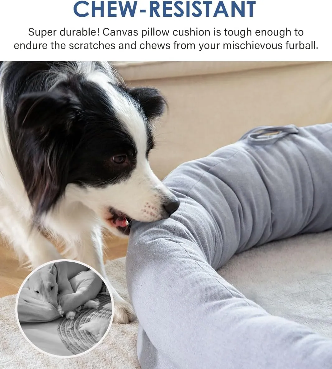 Orthopedic Dog Bed for Large Dogs, Chew-Resistant Pet Sofa Bed with Egg Crate Foam, 4-Sided Bolster, Removable Washable Cover & Anti-Slip Bottom, Large Gray