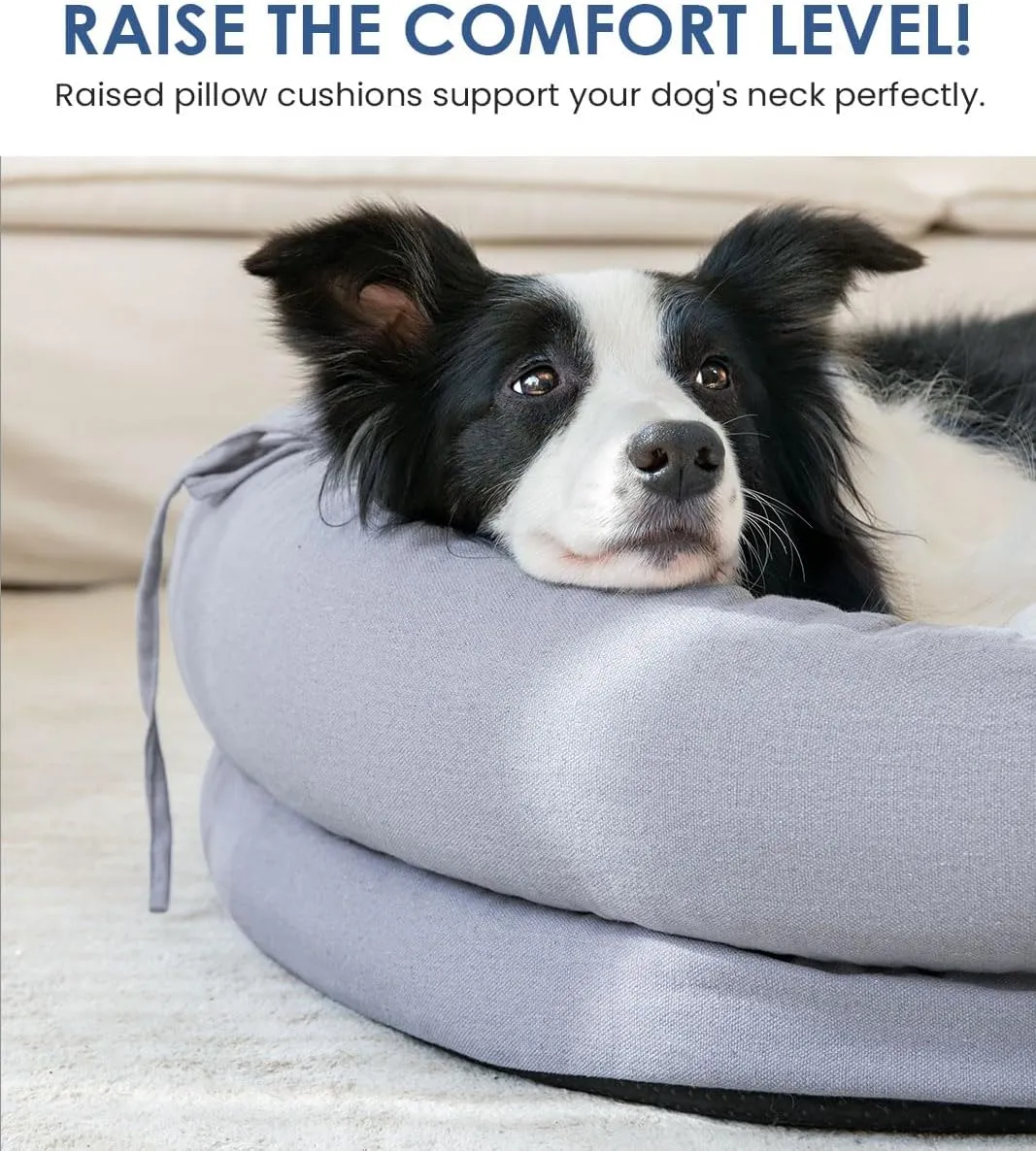 Orthopedic Dog Bed for Large Dogs, Chew-Resistant Pet Sofa Bed with Egg Crate Foam, 4-Sided Bolster, Removable Washable Cover & Anti-Slip Bottom, Large Gray
