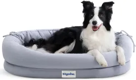 Orthopedic Dog Bed for Large Dogs, Chew-Resistant Pet Sofa Bed with Egg Crate Foam, 4-Sided Bolster, Removable Washable Cover & Anti-Slip Bottom, Large Gray