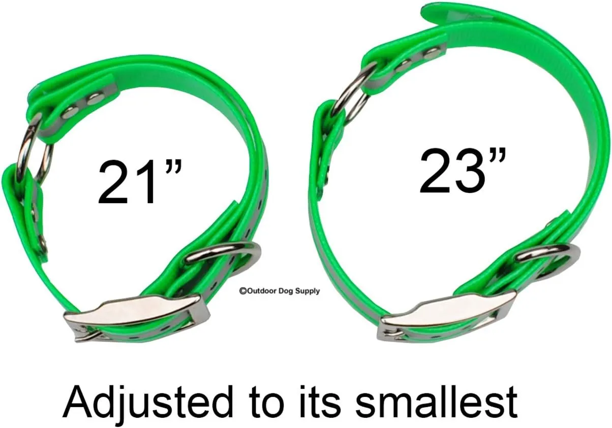 Outdoor Dog Supply's 1" Wide Reflective Ring in Center Dog Collar Strap with Custom 3/4" Tag (18" Long, Reflective Dark Blue)