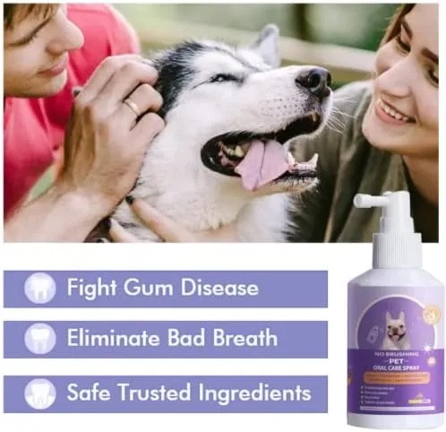 Pet Clean Teeth Spray, 2025 New Formula for Dogs Cats, No Brushing Required, Freshens Breath, Prevents Plaque Tartar, Natural Oral Care Spray (2pc)