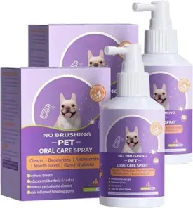 Pet Clean Teeth Spray, 2025 New Formula for Dogs Cats, No Brushing Required, Freshens Breath, Prevents Plaque Tartar, Natural Oral Care Spray (2pc)