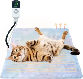 Pet Heating Pad, Waterproof Adjustable Temperature Dog Cat Bed with Timer, Electric Dog Heating Pad with Washable Cover, Anti Bite Pet Mat for Dogs Cats17.7 X 17.7 Inch