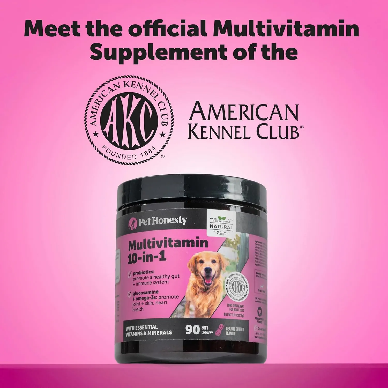 Pet Honesty Multivitamin Puppy Treats - Essential Dog Supplements & Vitamins for Learning and Cognitive Development- Probiotics, Omega Fish Oil for Health, Heart & Immunity - Dog Health Supplies