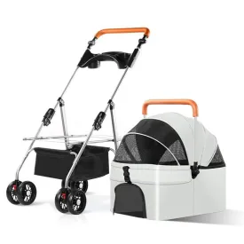 Pet Stroller 4 WheelsJogger Dog Cat Stroller for Small Dogs, Double Windows at Front and BackBreathable MeshFolding Pet Cage Stroller Convenient for FeedingSuitable for Walking with Pets