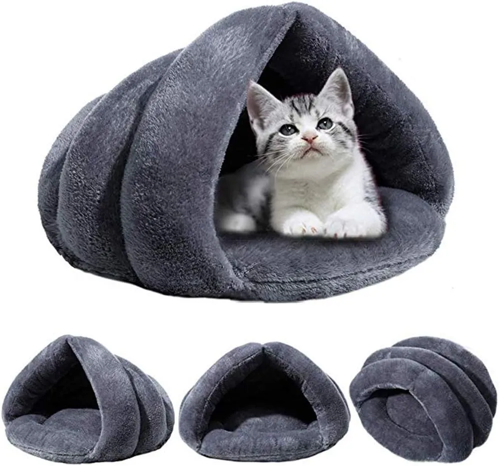 Pet Tent Cave Bed for Small Medium Cats Dogs Pets Sleeping Bag Thick Fleece Warm Slipper Dog Bed Cuddler Burrow House Hole Igloo Nest Cozy Triangle Bed for Cat Puppy