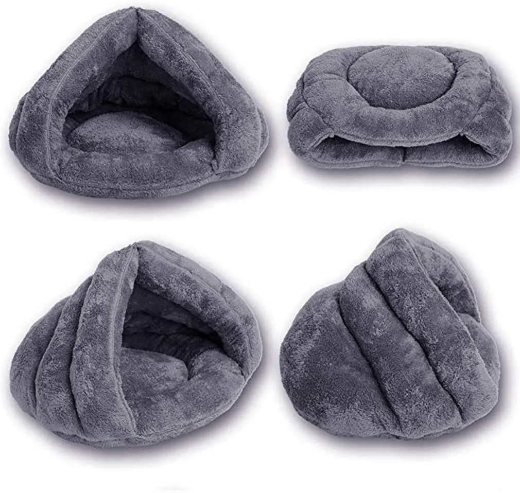 Pet Tent Cave Bed for Small Medium Cats Dogs Pets Sleeping Bag Thick Fleece Warm Slipper Dog Bed Cuddler Burrow House Hole Igloo Nest Cozy Triangle Bed for Cat Puppy