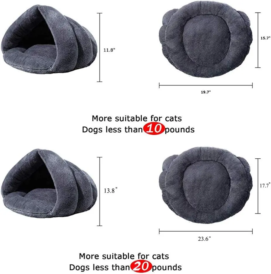 Pet Tent Cave Bed for Small Medium Cats Dogs Pets Sleeping Bag Thick Fleece Warm Slipper Dog Bed Cuddler Burrow House Hole Igloo Nest Cozy Triangle Bed for Cat Puppy