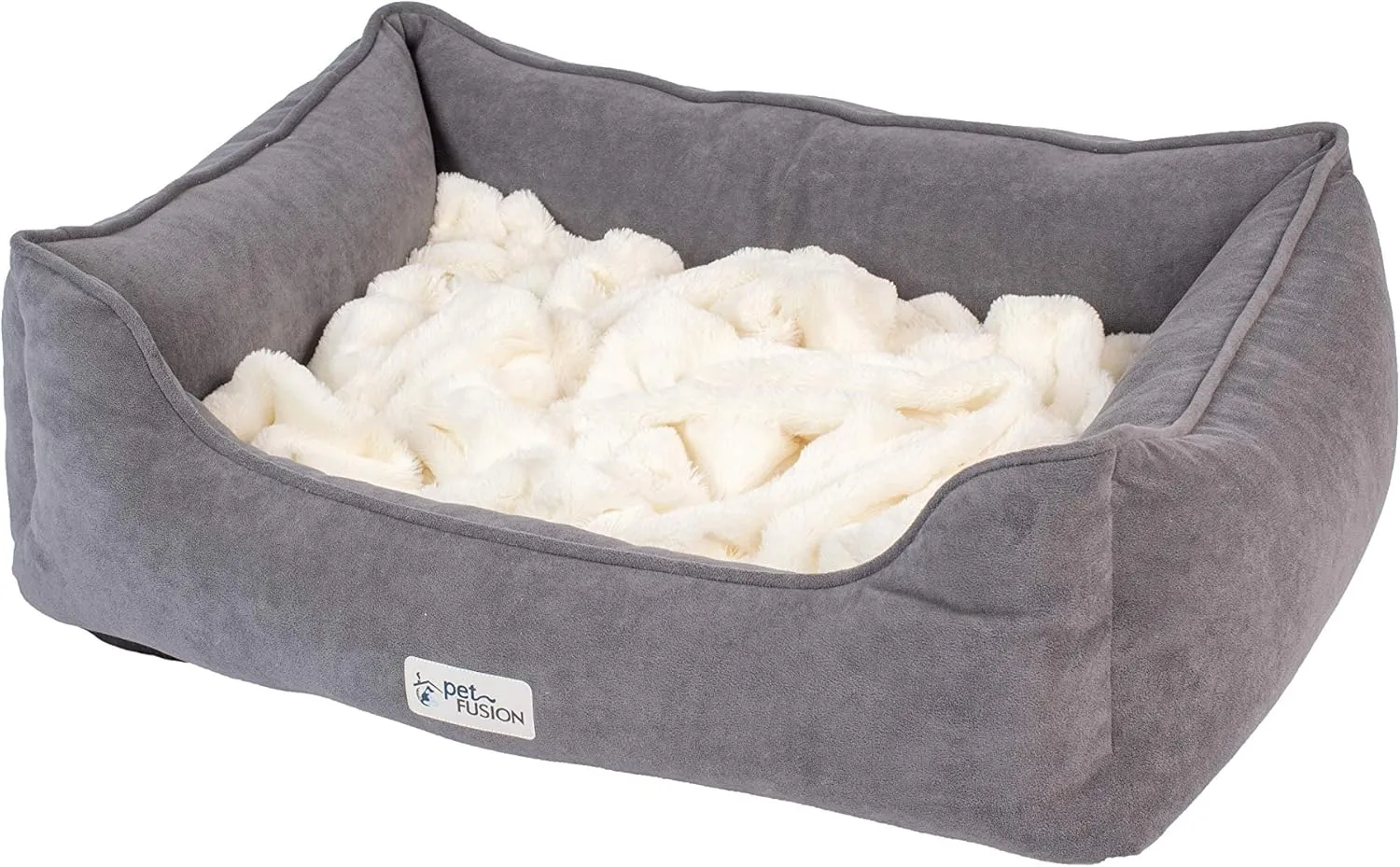 PetFusion Calming Cuddler Dog & Cat Bed | Anti-Anxiety Dog Bed for Small Dogs; Cats | Loose Blanket Promotes Burrowing (Dogs) & Kneading (Cats) | CertiPUR-US Memory Foam |