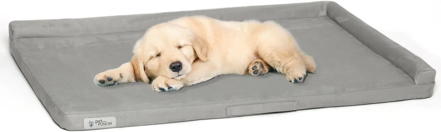 PetFusion PuppyChoice Dog Crate Bed 24 inch with Waterproof Solid Foam Liner & Removable Washable Cover (23 x 18). Comfortable Microsuede and Portable Handle