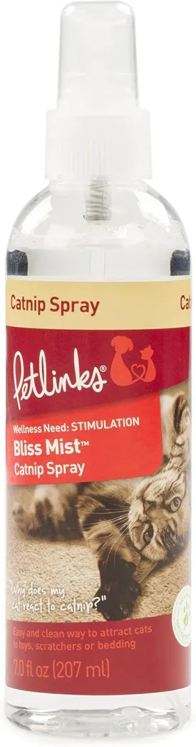 Petlinks Bliss Mist Catnip-Infused Spray for Cats & Kittens, Stimulant & Attractant, Easy to Use, Safe for Pets - 7.0 fl oz