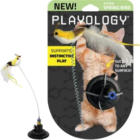 Playology Cat Toy Suction Cup Spring Bird | Interactive Toy with Lifelike Feather Bird | Secure Suction Cup with Unpredictable Movement | Perfect for Active Indoor Cats