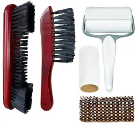 Pool Table Cleaning Brush Set, Billiard Table Accessories Kit with 5 Items, 2 Nylon Bristle Brush with Natural Solid Wood Handle, Pool Cue Cleaning Cloth, Sticky Lint Roller and Spare Core