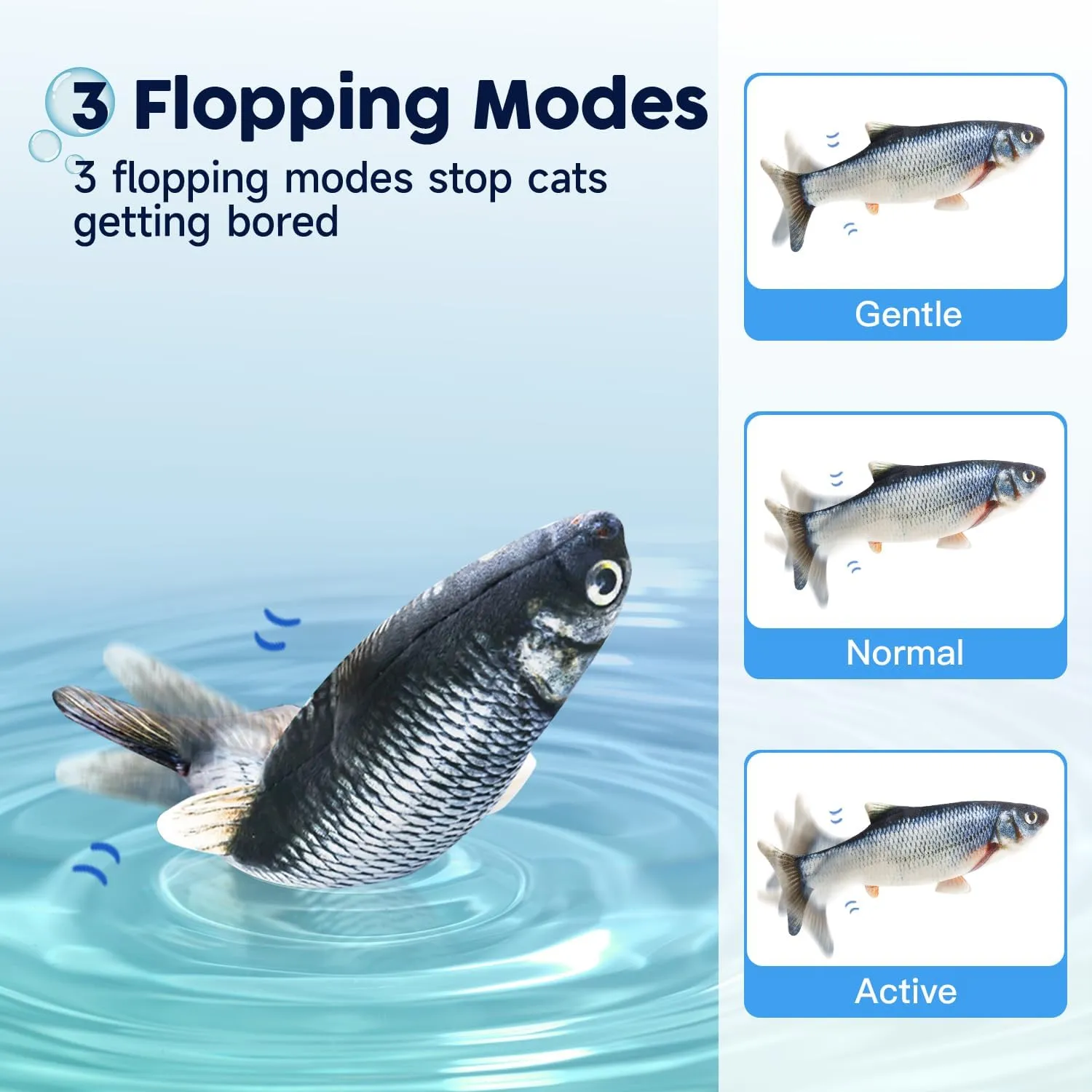 Potaroma Cat Toys Flopping Fish with SilverVine and Catnip, Moving Kitten Kicker, Floppy Wiggle Carp for Small Dogs, Interactive Motion Kitty Exercise, 10.5 Inches