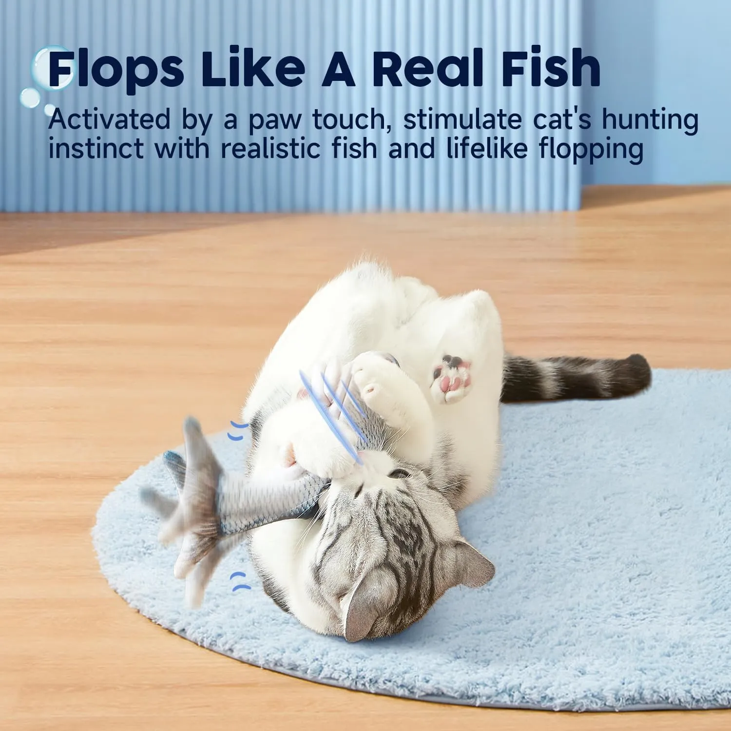Potaroma Cat Toys Flopping Fish with SilverVine and Catnip, Moving Kitten Kicker, Floppy Wiggle Carp for Small Dogs, Interactive Motion Kitty Exercise, 10.5 Inches