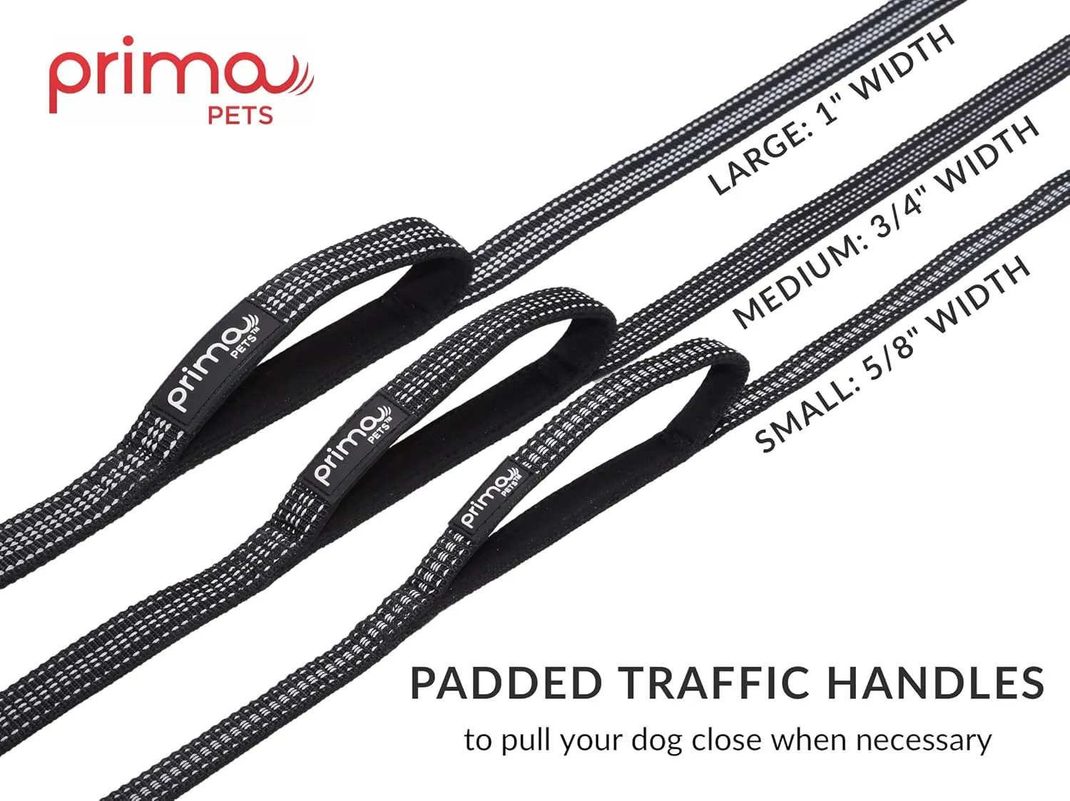 Prima Pet Premium Reflective Double Dog Leash - Adjustable Coupler - 2 Padded Handles- Great for Walking 2 Dogs/Dual Dogs - Tangle Free (Small - 5/8" Width, 6 Feet Black)